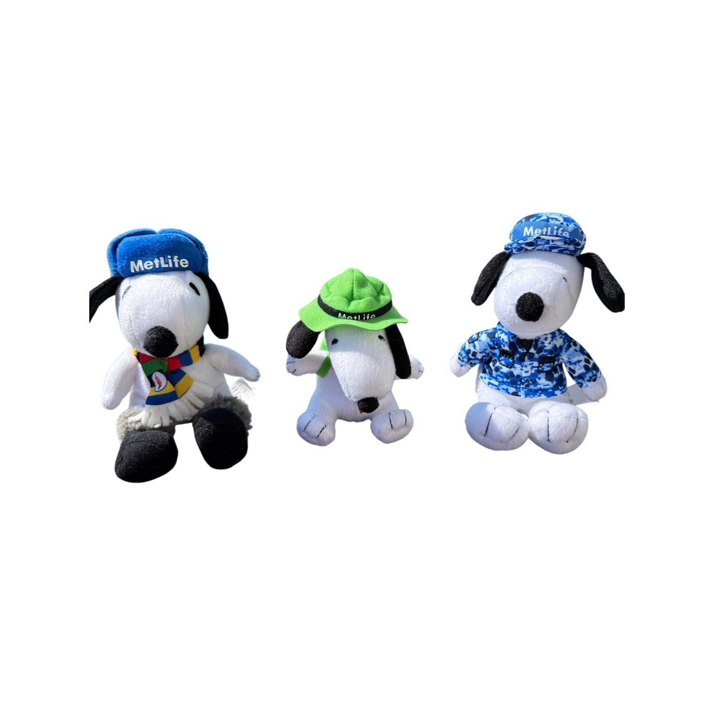 Peanuts MetLife Snoopy Plush Set of 3 Winter Safari Camo 6 Inch Stuffed Animals